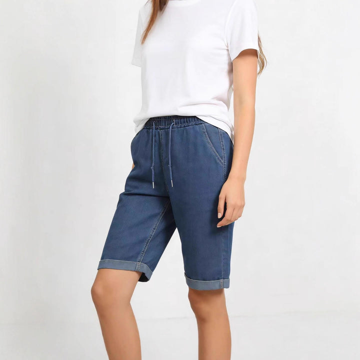 Damen Jeans-Shorts mit elastischem Bund und praktischen Taschen Drune