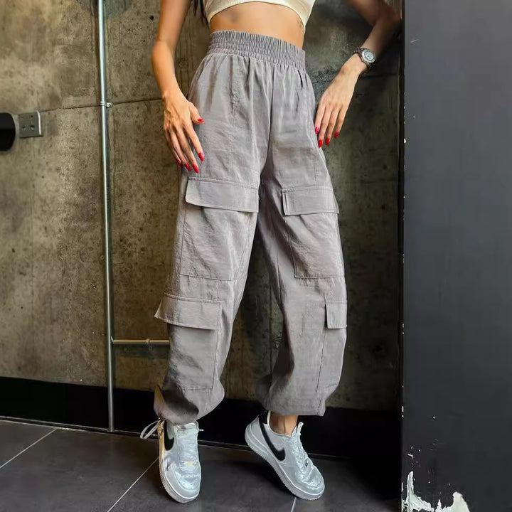 Damen Cargo-Hose mit elastischem hohen Bund und praktischen Taschen Drune