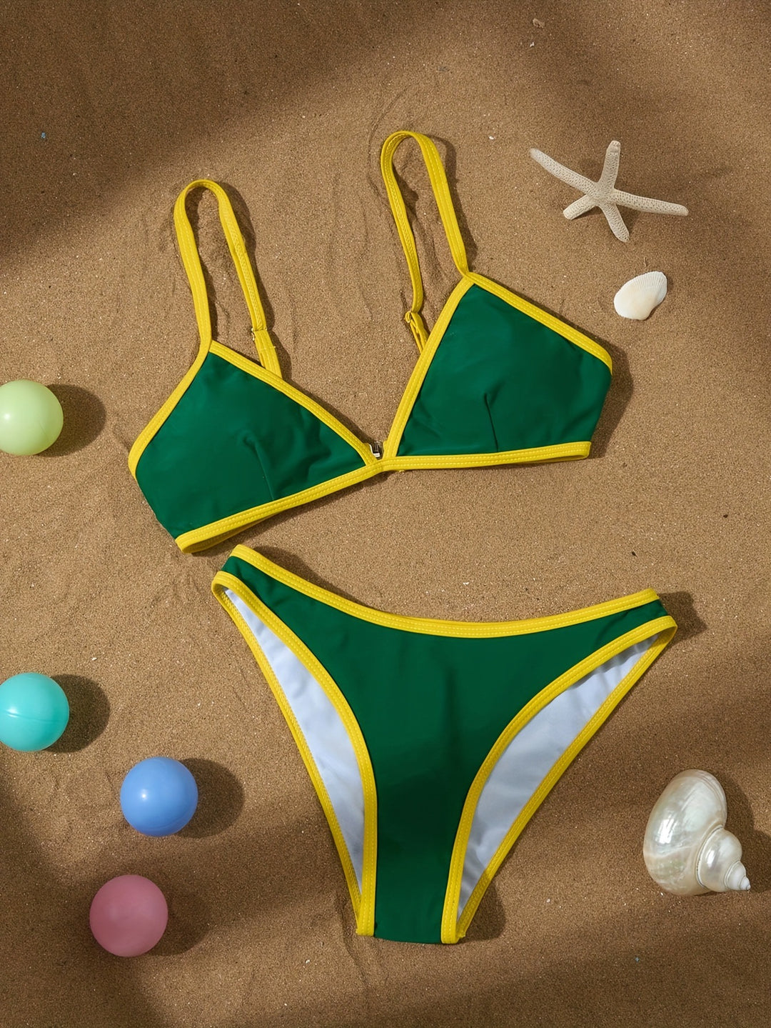Damen Triangel-Bikini mit sportlichem Schnitt und dekorativen Details Drune