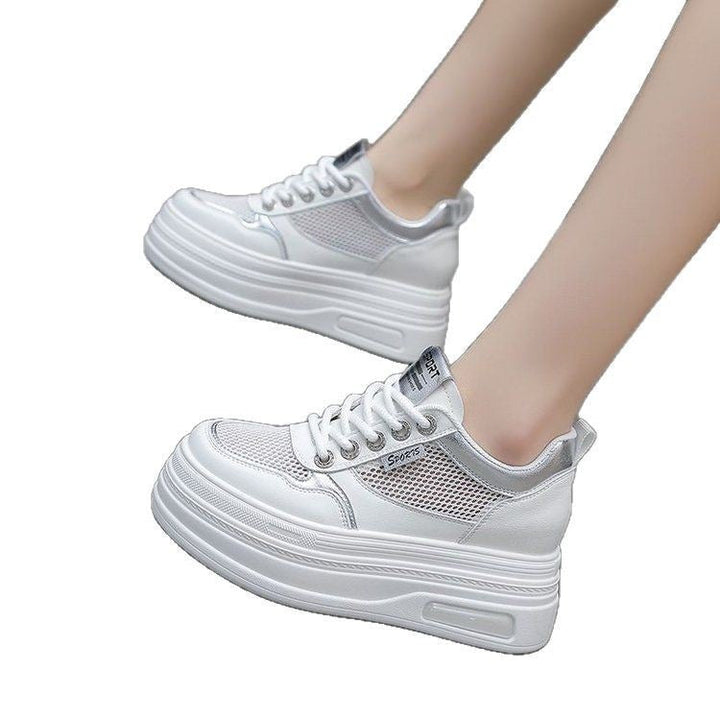 Damen Sportliche Plateau Sneakers mit atmungsaktiver Mesh-Oberfläche und schockabsorbierender Sohle Drune