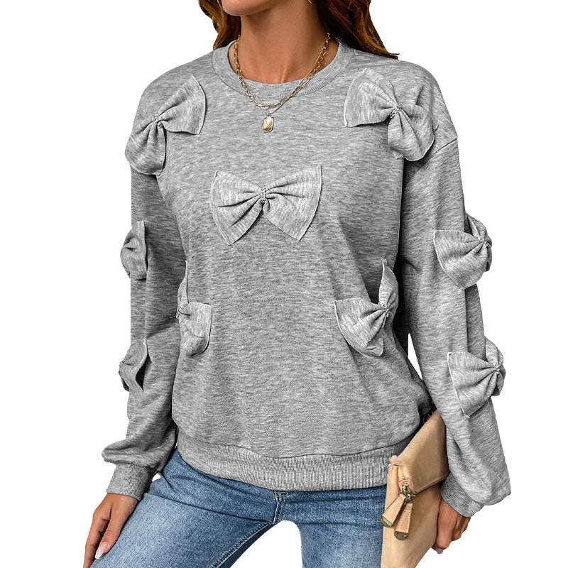 Damen Sweatshirt mit verspielten Schleifendetails und lässigem Schnitt Drune