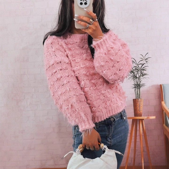 Damen lässiger Oversized-Pullover aus strukturiertem Material mit einzigartigem Design Drune