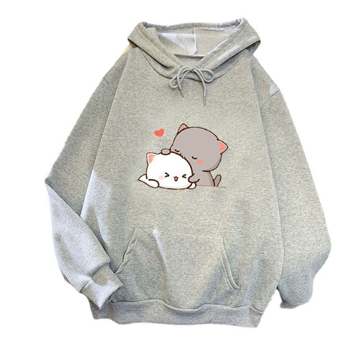 Damen Kapuzenpullover mit verspieltem Katzenmotiv und bequemer Passform Drune