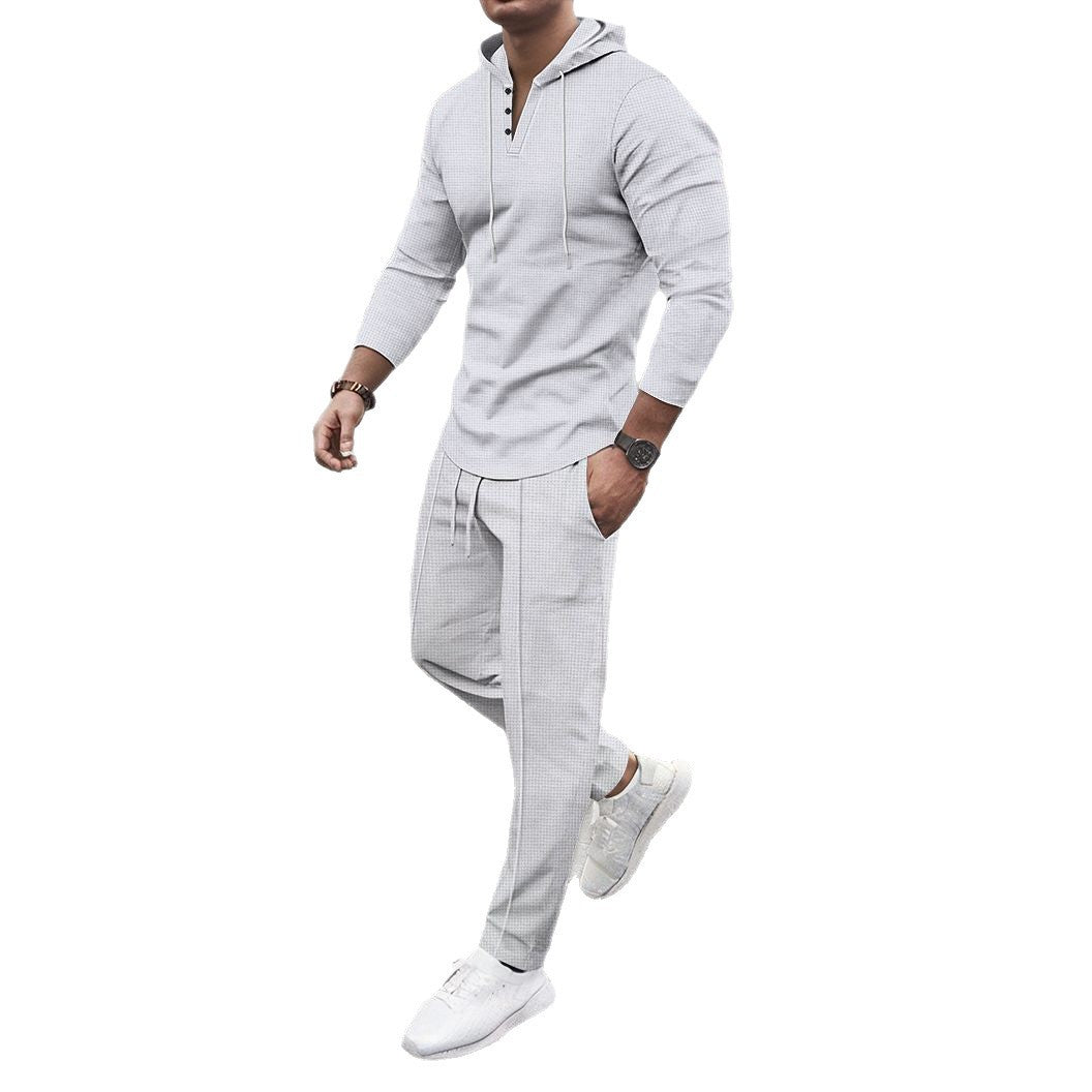 Herren Sportliches Zweiteiler Set mit atmungsaktivem Kapuzenoberteil und schlanker Jogginghose Drune