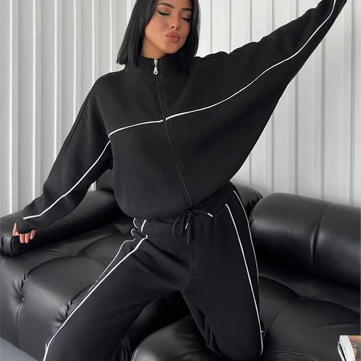 Damen Sportliches Wohlfühl-Set mit hohem Kragen und weitem Schnitt Drune