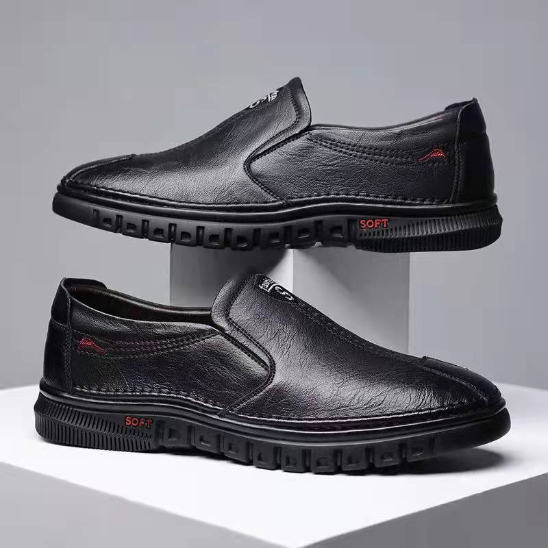 Herren Elegante Leder Slipper mit rutschfester Sohle und weichem Innenfutter Drune