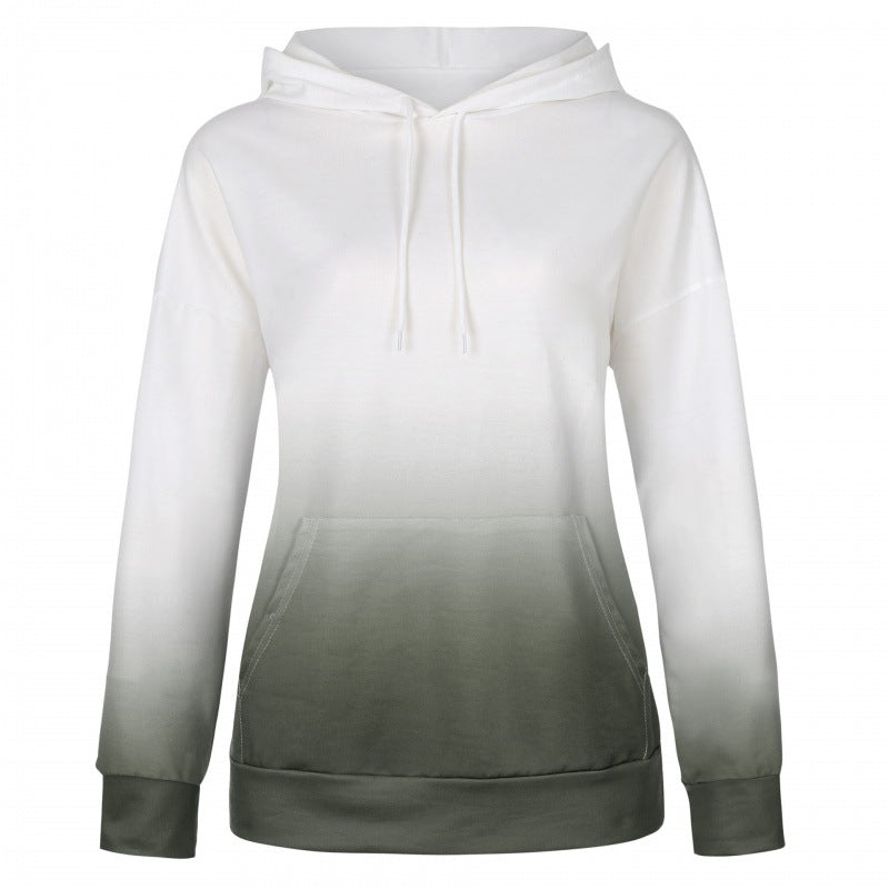 Damen Kapuzenpullover mit modernen Farbverlauf und praktischen Kängurutaschen Drune