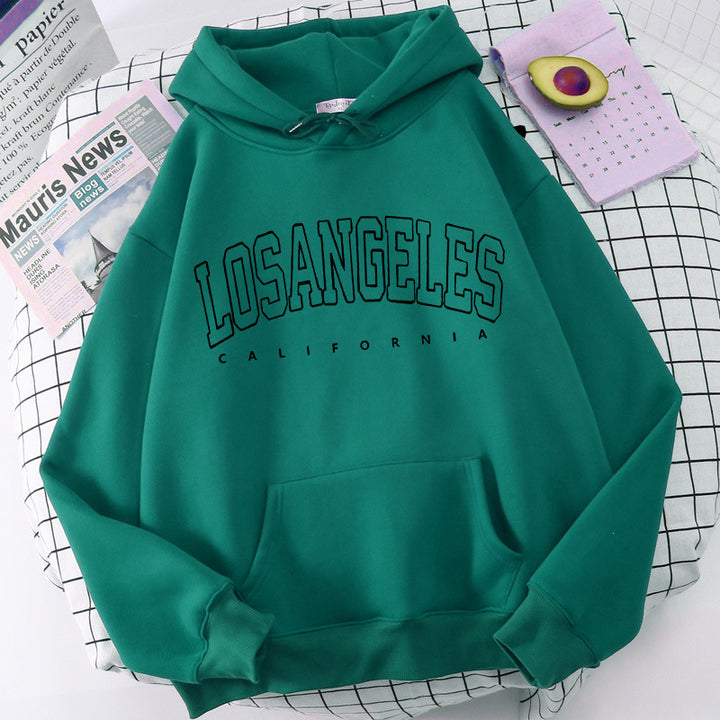 Damen Kapuzenpullover mit modernem Los Angeles Print und weitem Schnitt Drune