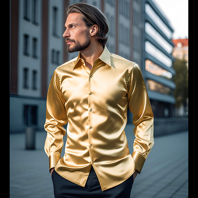 Herren elegante und glänzende Hemd Drune