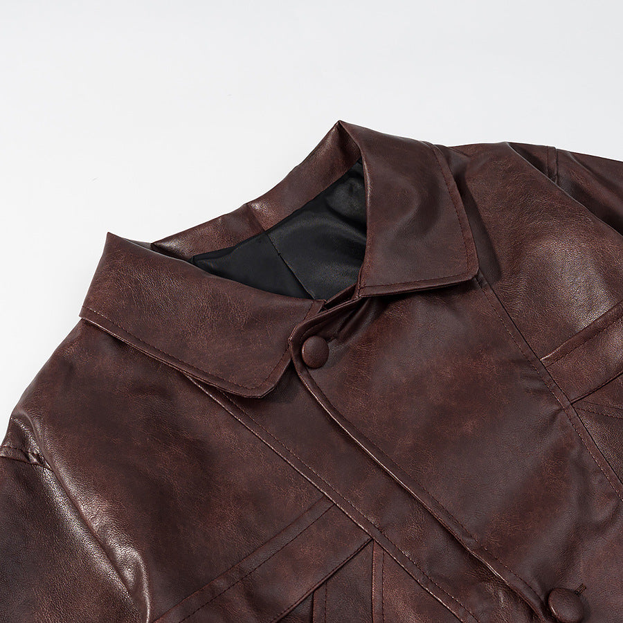 Damen modische Kunstlederjacke im urbanen Schnitt mit edlen Details Drune