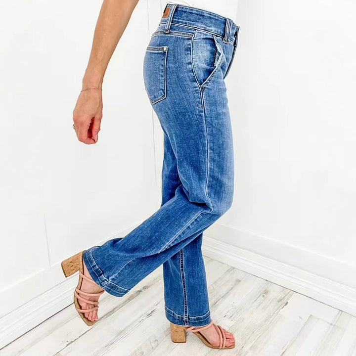 Damen Weite High-Waist Jeans mit komfortablem Schnitt Drune