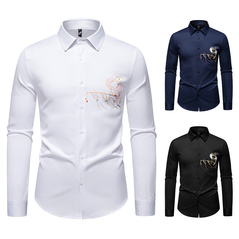 Herren Langarmhemden mit einzigartigem Stickdesign Drune