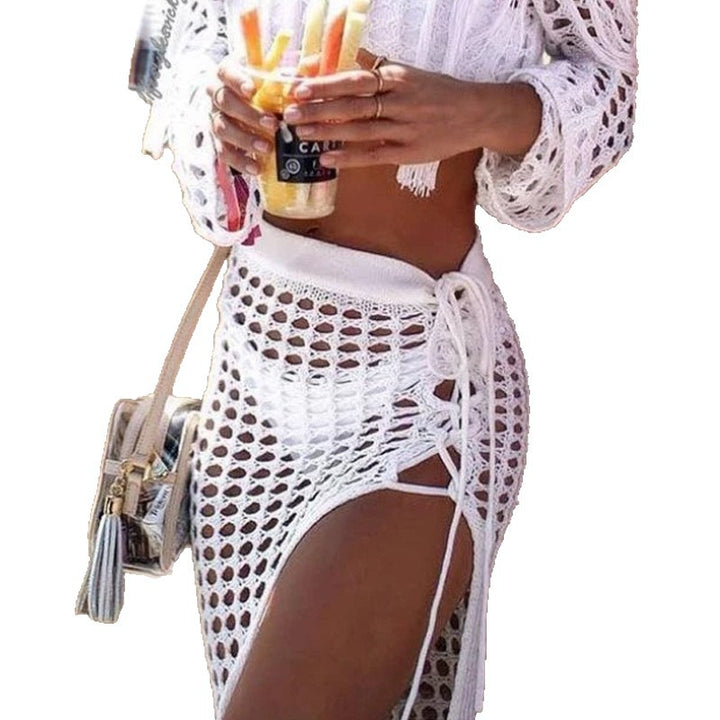 Damen Strandsarong mit trendigem Netzdesign und Fransen Drune
