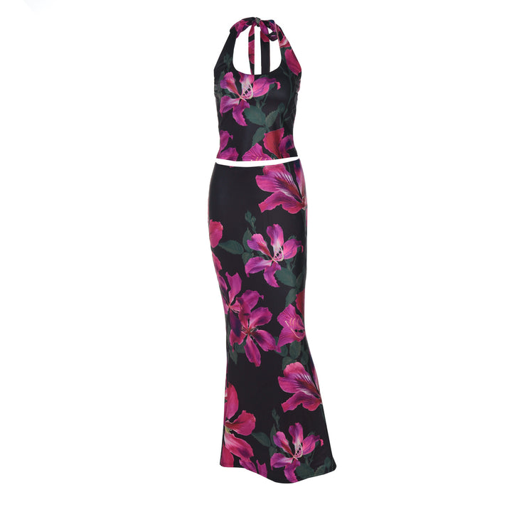 Damen Elegantes Maxikleid mit verführerischem Halterneck Drune