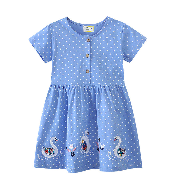 Mädchen Sommerkleid mit verspieltem Schwanenmotiv Drune
