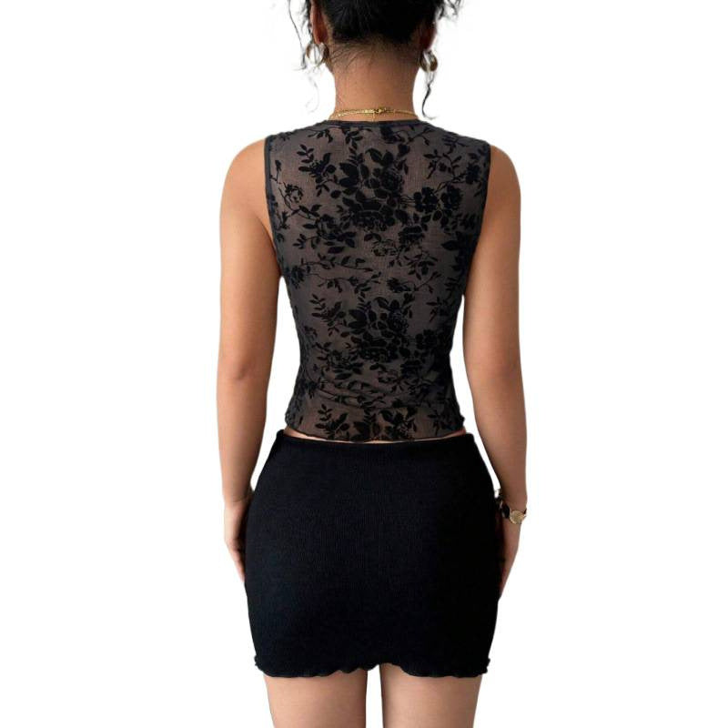Damen Spitzenbody mit floralem Design und tiefem V-Ausschnitt Drune
