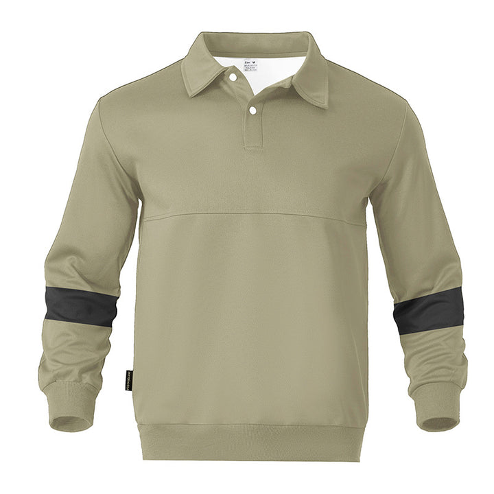 Herren sportlicher Langarm-Polo mit modernem Design und Kontrastärmel Drune