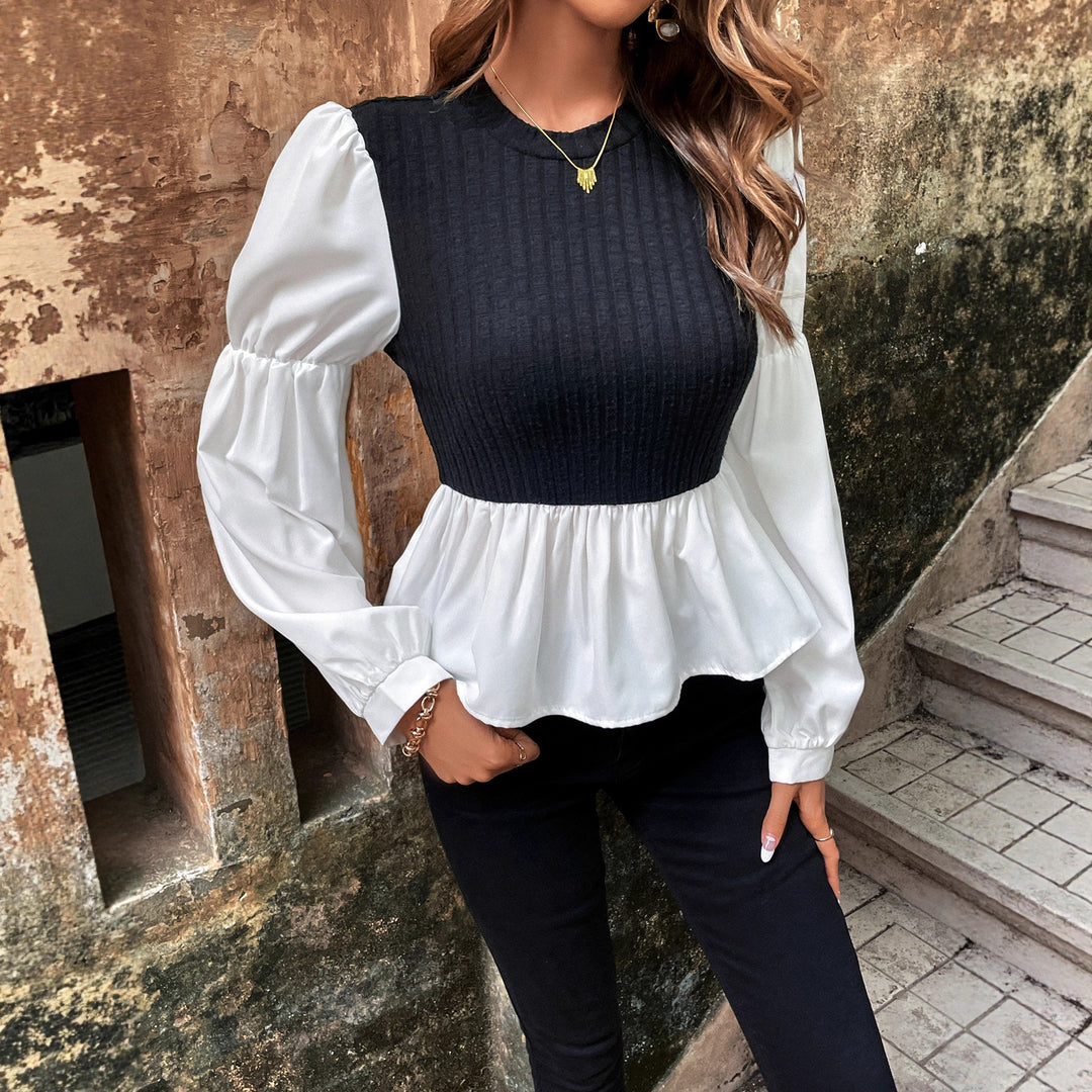 Damen Bluse mit voluminösen Puffärmeln und strukturiertem Oberteil Drune