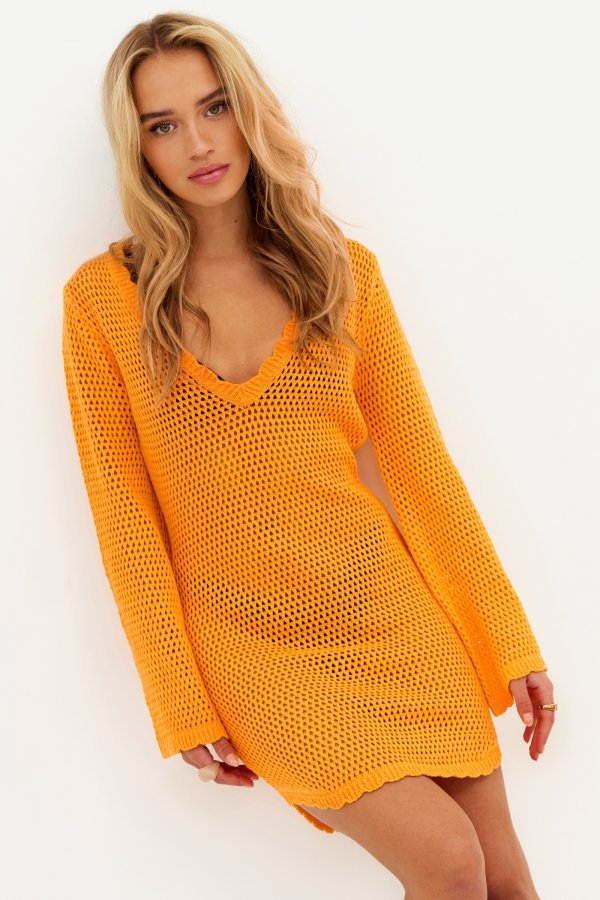Damen gehäkeltes Crop-Top mit weitem Ärmel und lockerer Passform Drune