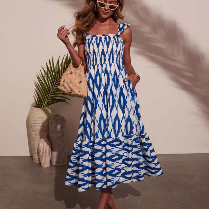 Damen Maxikleid mit schulterfreiem Design und elegantem Rüschensaum Drune