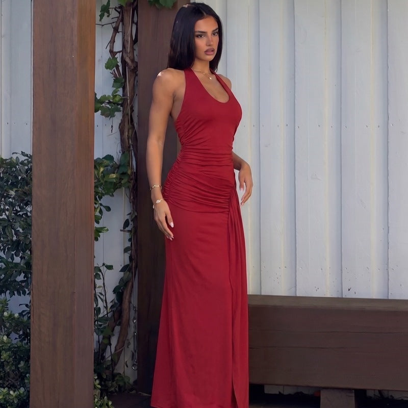 Damen Figurbetontes Maxikleid mit elegantem Raffungselement Drune