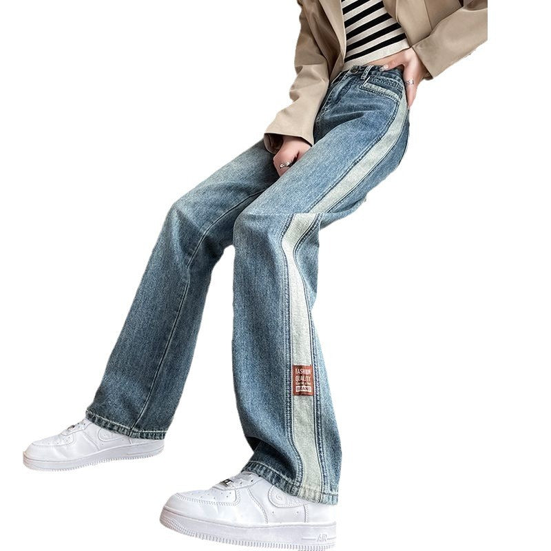 Damen Weite Jeans mit seitlichen Streifen Drune