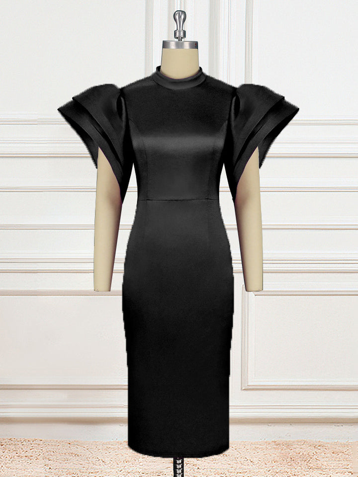 Damen Exklusives Midikleid mit voluminösen Puffärmel Drune