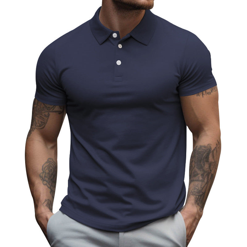 Herren nan tailliertes Stretch-Polo mit Hemdkragen kurzer Knopfleiste und körpernahem Schnitt Drune