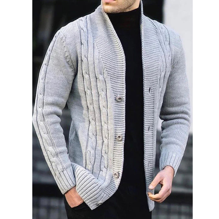 Herren Strickjacke mit robustem Zopfmuster und langlebigem Knopfverschluss Drune