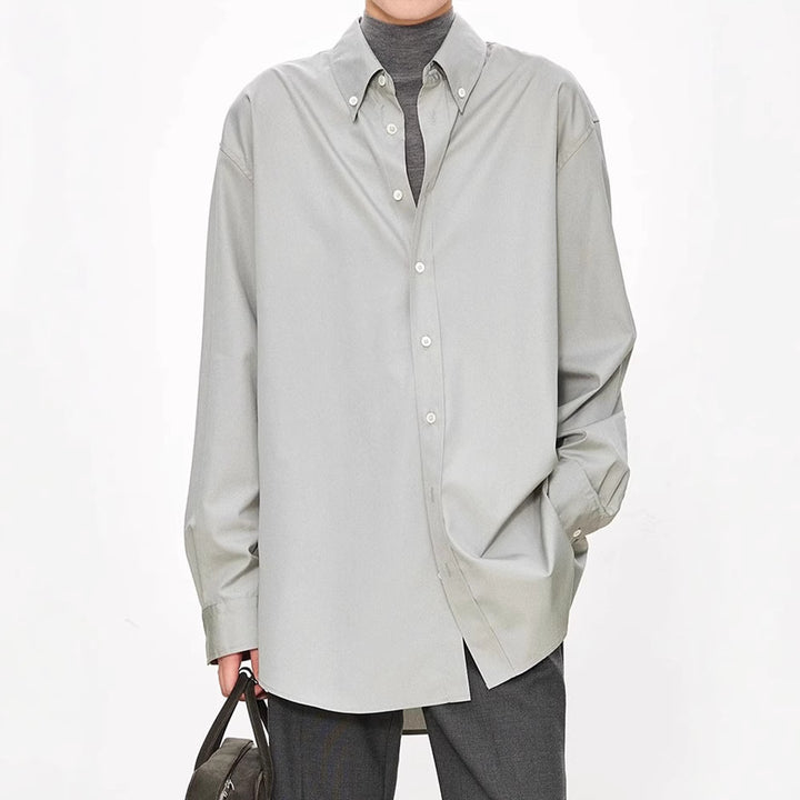 Damen elegante oversized Bluse mit klassischen Knopfdetails Drune