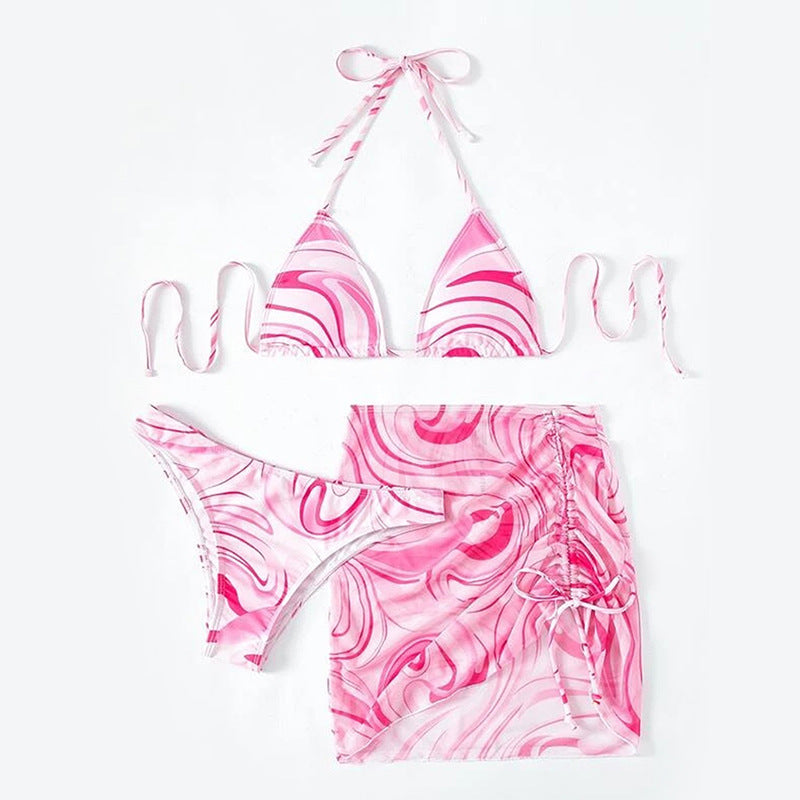 Damen Bikini-Set mit gerafftem Rock und Triangel-Oberteil Drune