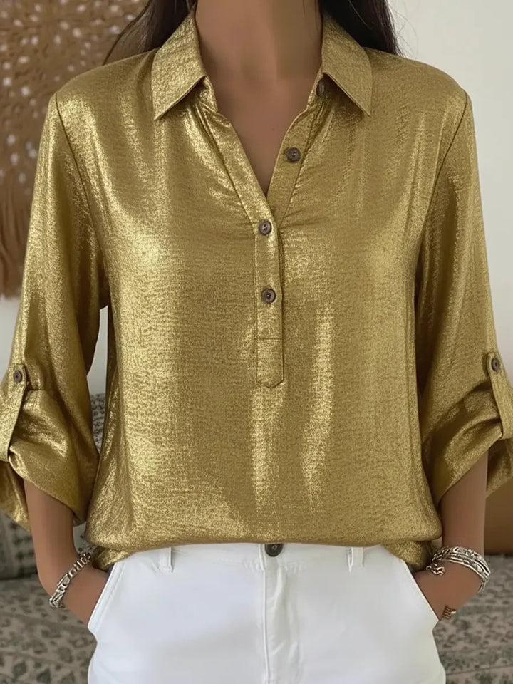 Damen elegantes und funkelndes Hemd mit kurzem Arm Drune