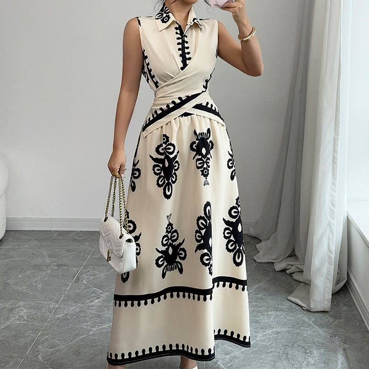 Damen Maxikleid mit einem modernen Wickeldesign und floralen Mustern Drune