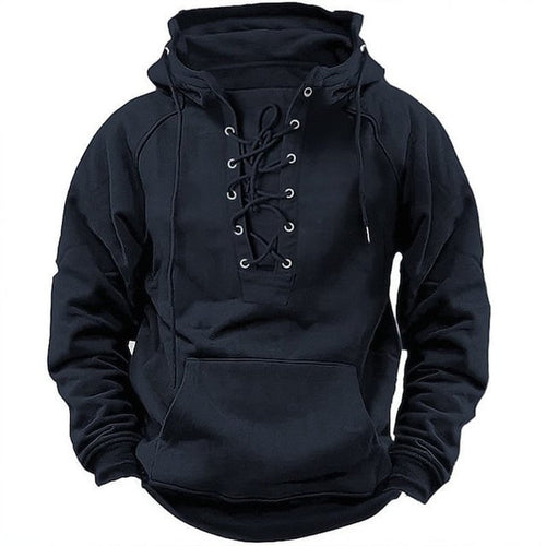 Herren Kapuzenpullover mit modernem Schnürdesign und weichem Innenfutter Drune