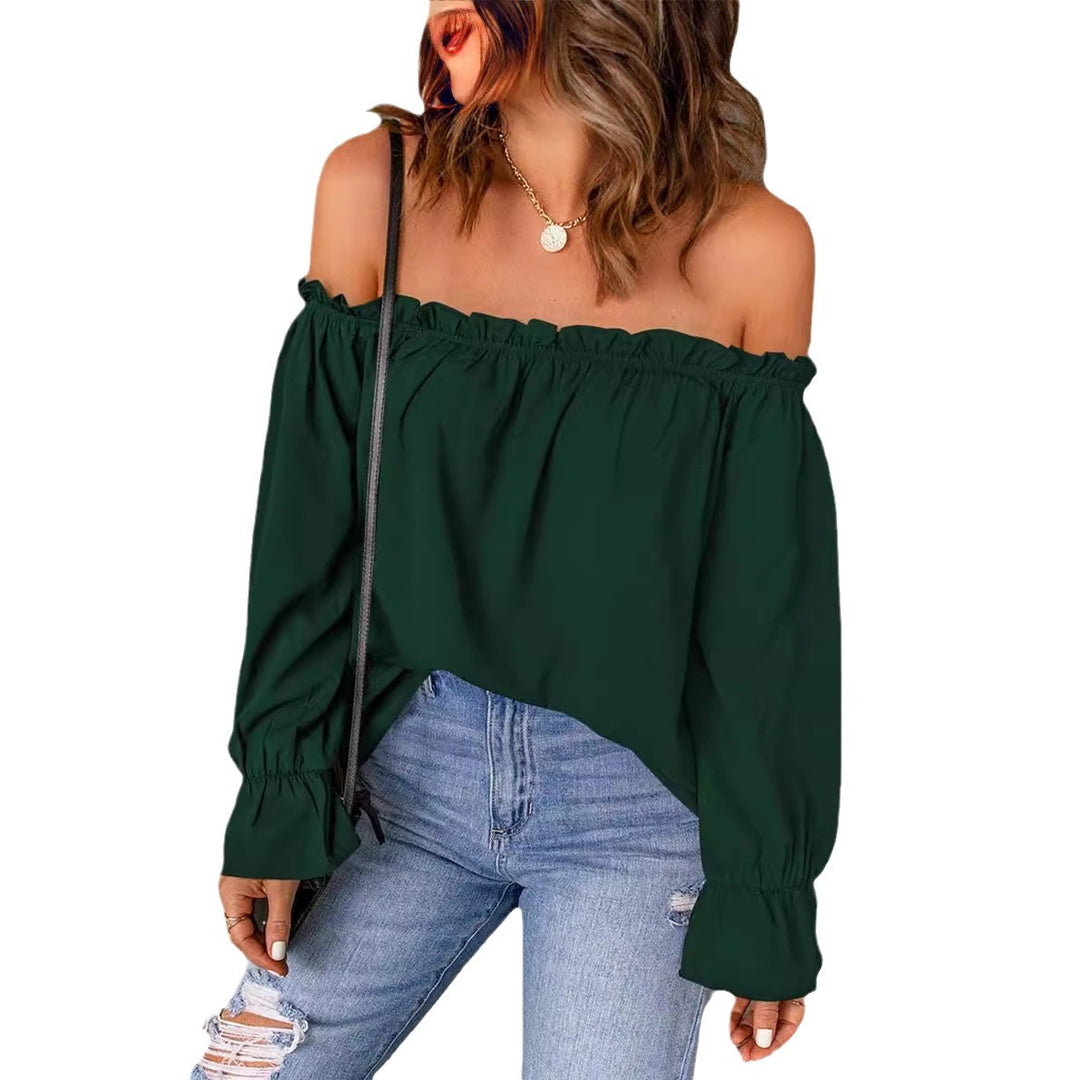 Damen Off-Shoulder Bluse mit Rüschendetails Drune