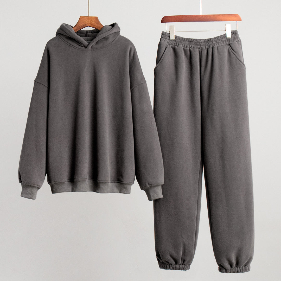 Damen Lässiges Sweatshirt- und Jogginghosen-Set mit Kapuze und elastischem Bund Drune