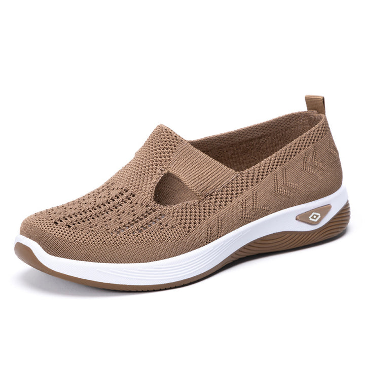 Damen nan leichte atmungsaktive Slip-On Sneaker mit elastischem Strickoberteil und orthopädischer Komfortsohle Drune