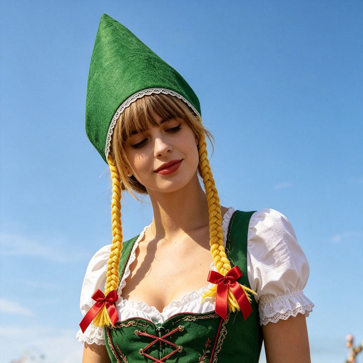 Damen nan traditionelle Trachtenhaube mit steifer Kegelform und feinem Spitzenrand Drune