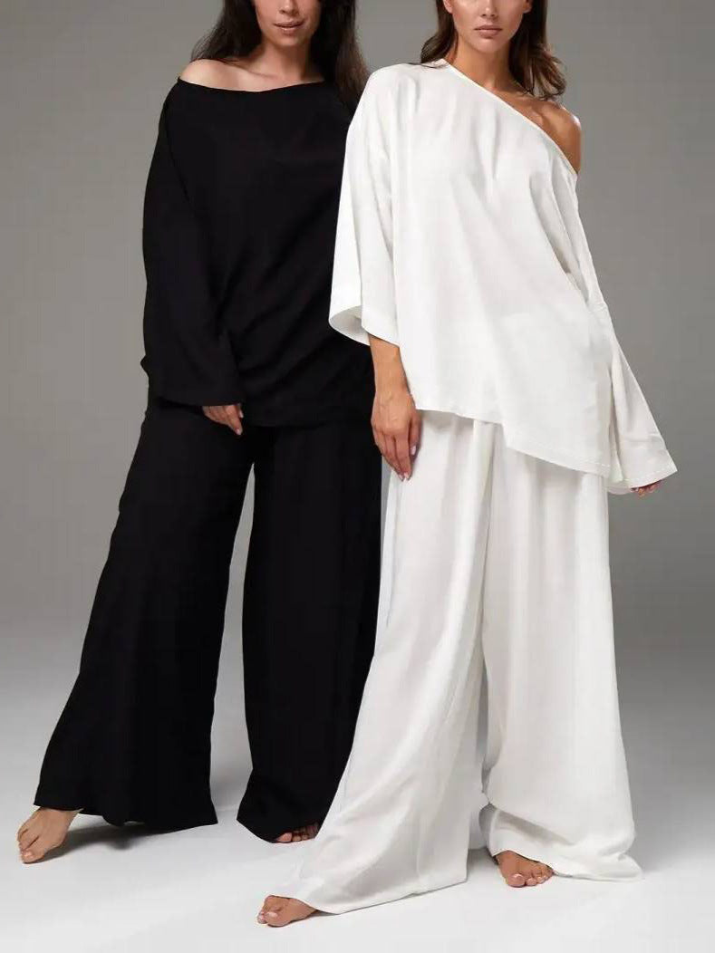 Damen Luftiges Lounge-Set mit weitem Oberteil und eleganten Palazzo-Hosen Drune