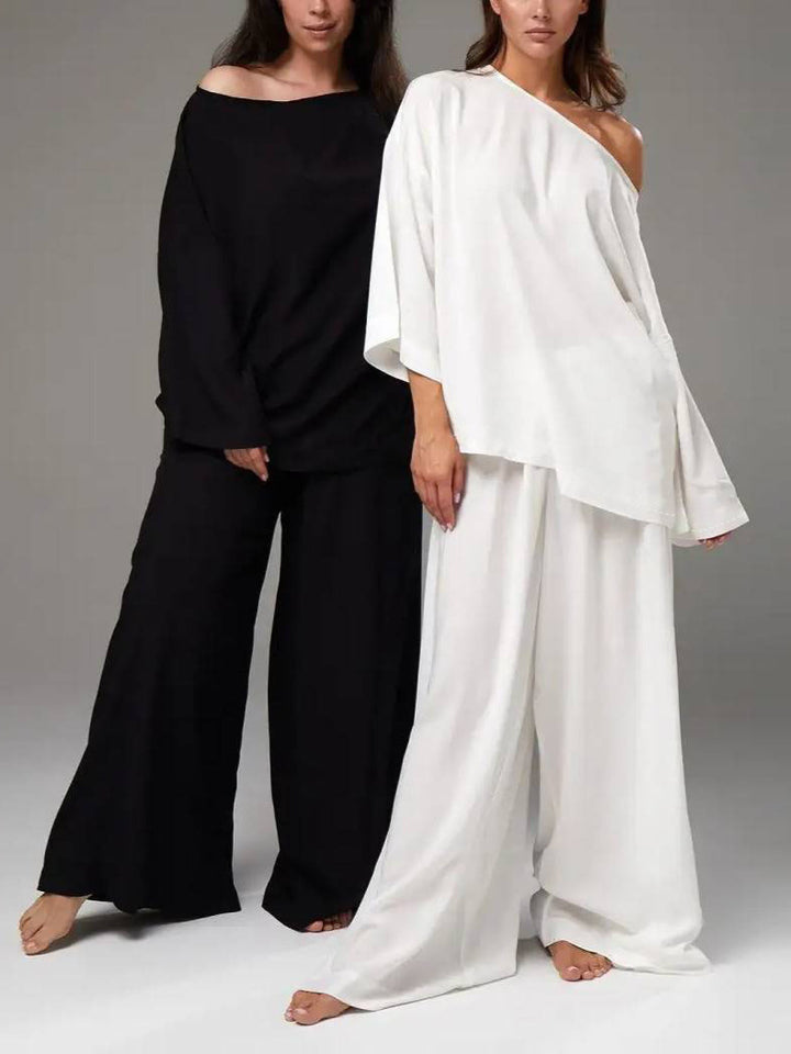 Damen Luftiges Lounge-Set mit weitem Oberteil und eleganten Palazzo-Hosen Drune
