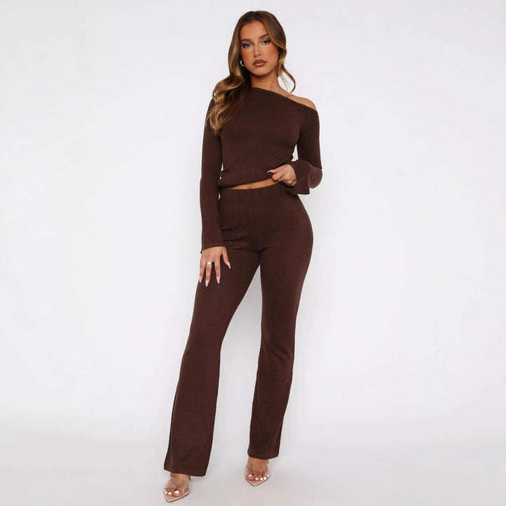 Damen Elegantes Lounge-Set mit asymmetrischem Oberteil und weitem Bein Drune