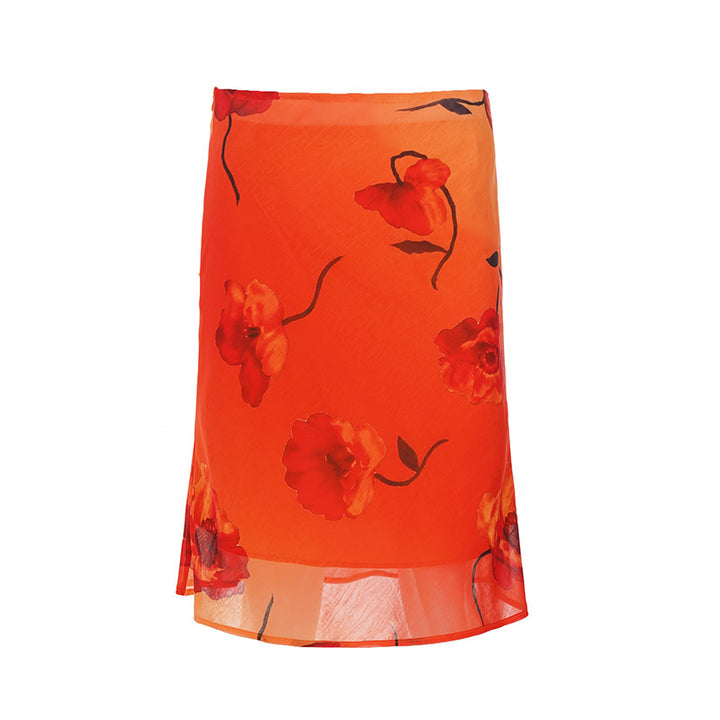 Damen schwingender Sommerrock mit floralen Mustern und leichtem Stoff Drune