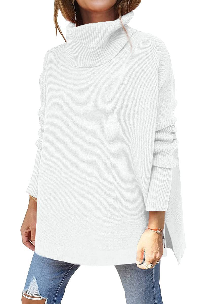 Damen oversize Rollkragenpullover mit strukturiertem Strickdesign Drune