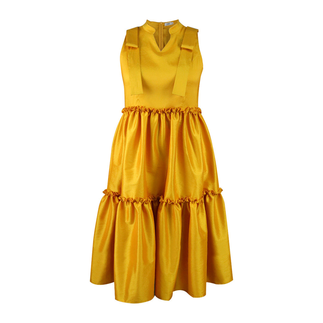 Damen Festliches Midikleid mit Rüschen und elegantem V-Ausschnitt Drune
