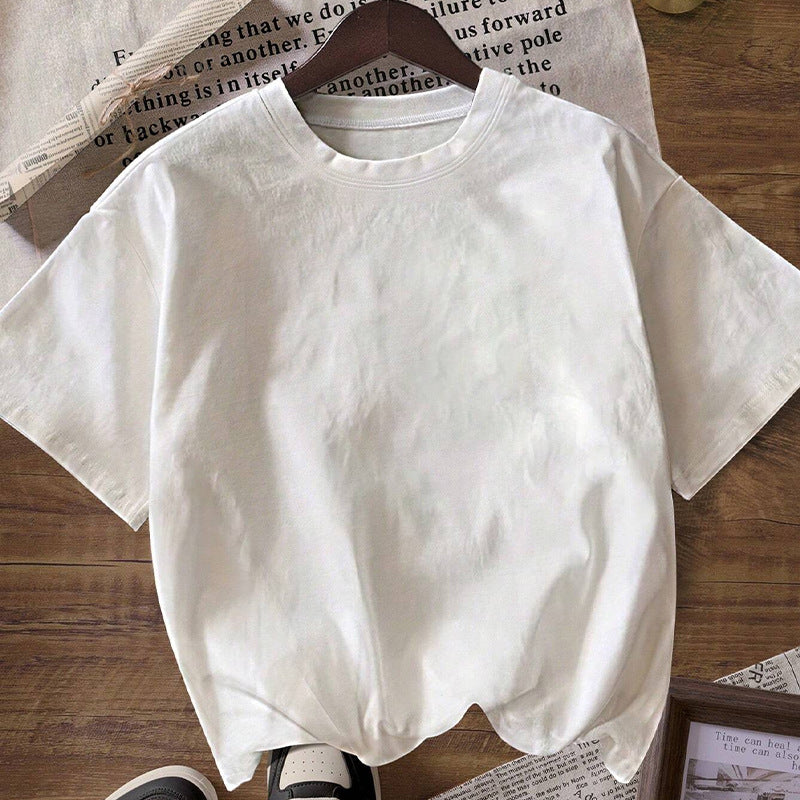 Damen lässiges Oversized T-Shirt aus hochwertiger Baumwolle mit Rundhalsausschnitt Drune