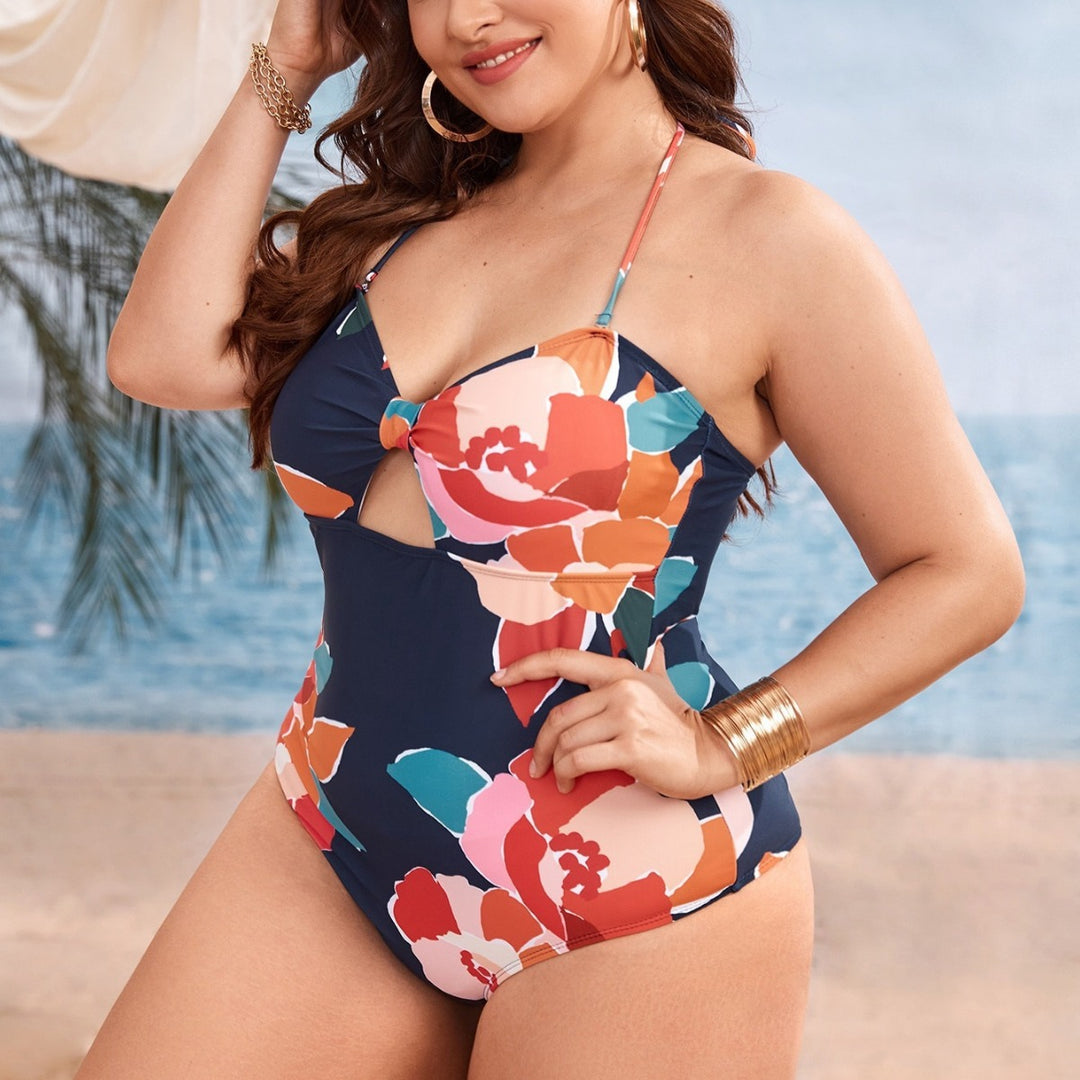 Damen Einteiliger Badeanzug mit floralem Cut-Out-Design Drune