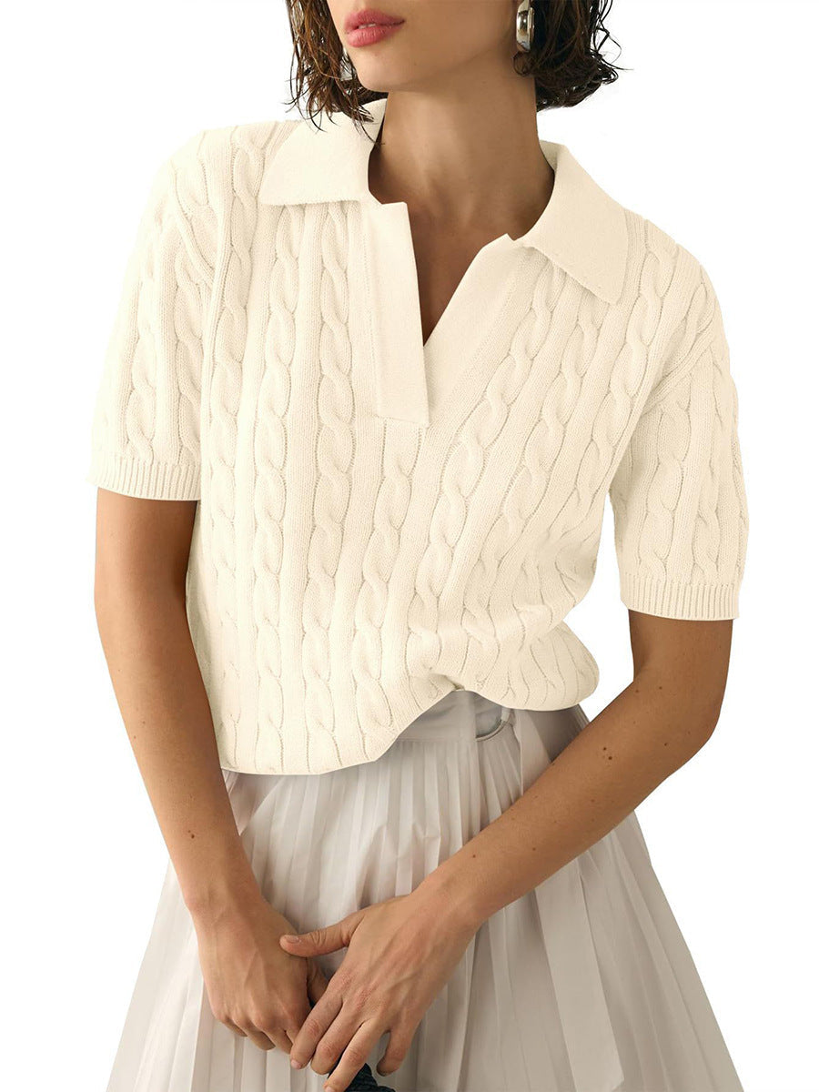 Drune | Polo-Kragen Twist Strickpullover