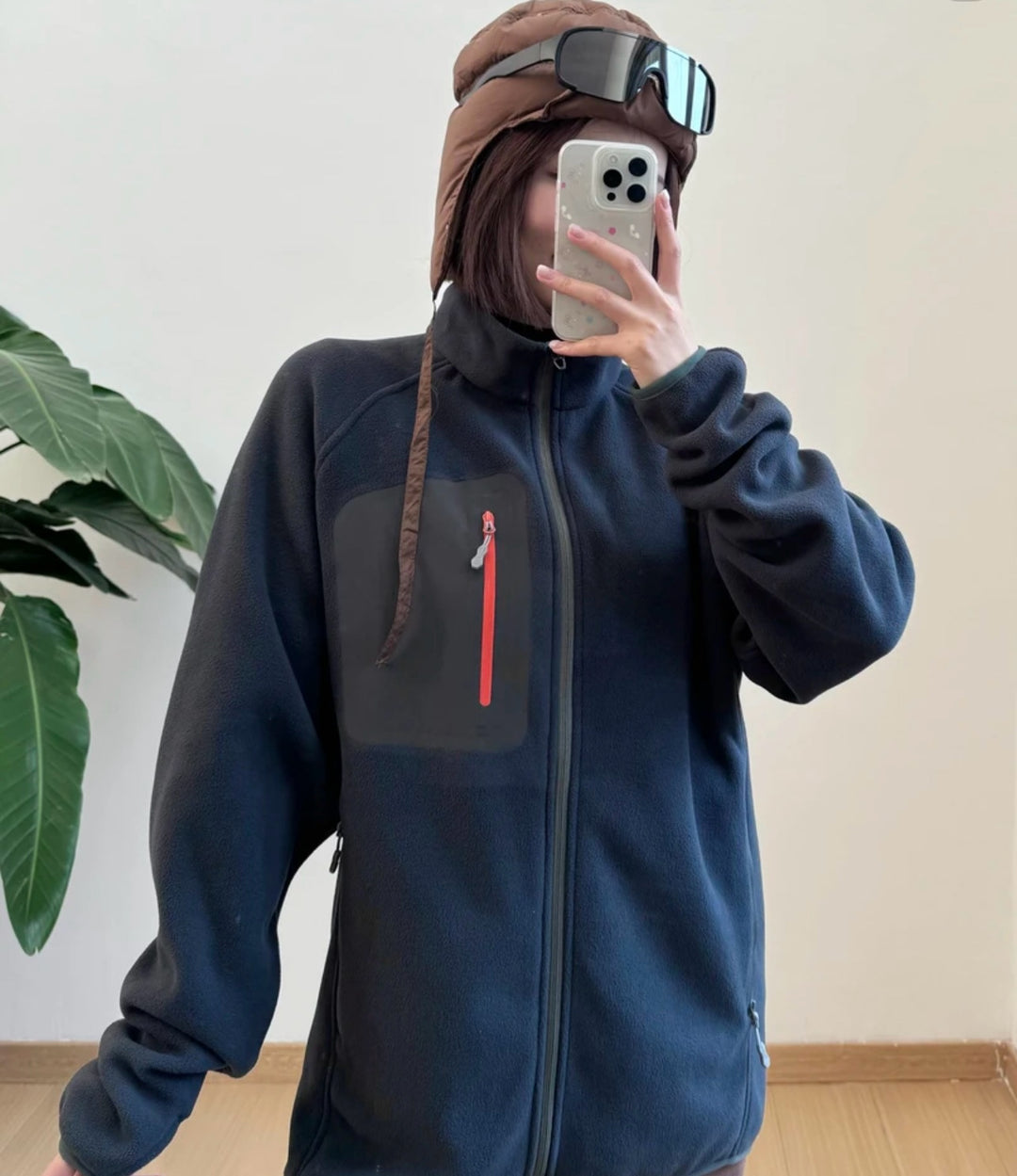 Damen Fleecejacke mit funktionalen Taschen und hohem Kragen Drune