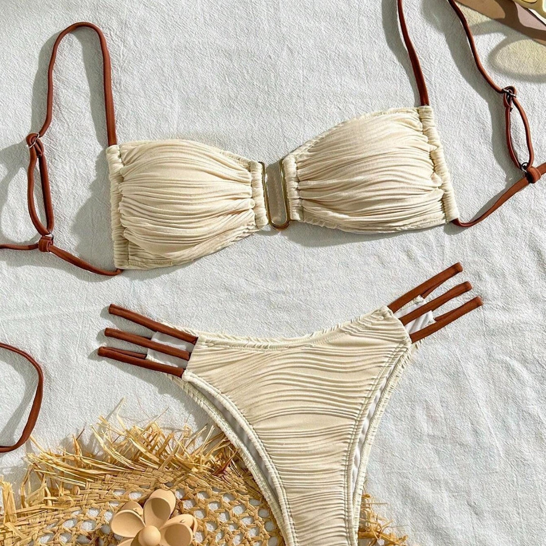 Damen Bandeau-Bikini mit modischem Rüschendesign Drune