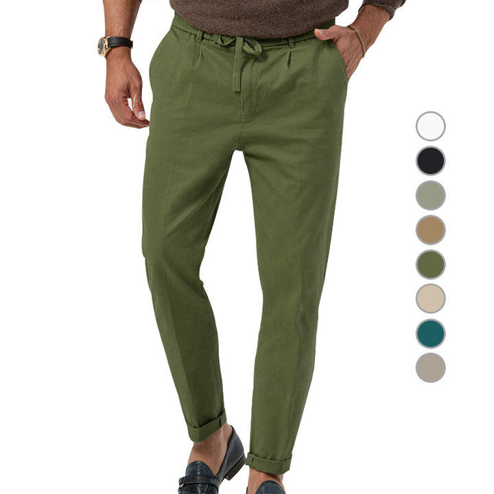 Herren nan tapered Komfort-Chino mit elastischem Kordelzug und gekrempeltem Saum Drune
